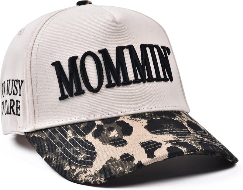 Abdkw Mommin Trucker Hat | Vintage Two-Tone Women's Baseball Cap,with Mommin Embroidery Ponytail Fit,Outdoor and Daily Use - Image 2
